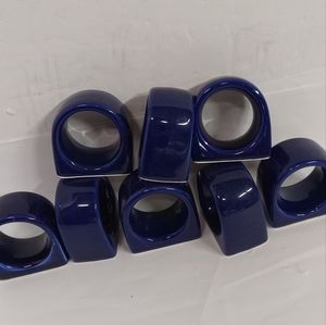 Vintage 8 Napkin Rings Cobalt Blue Ceramic Pier1